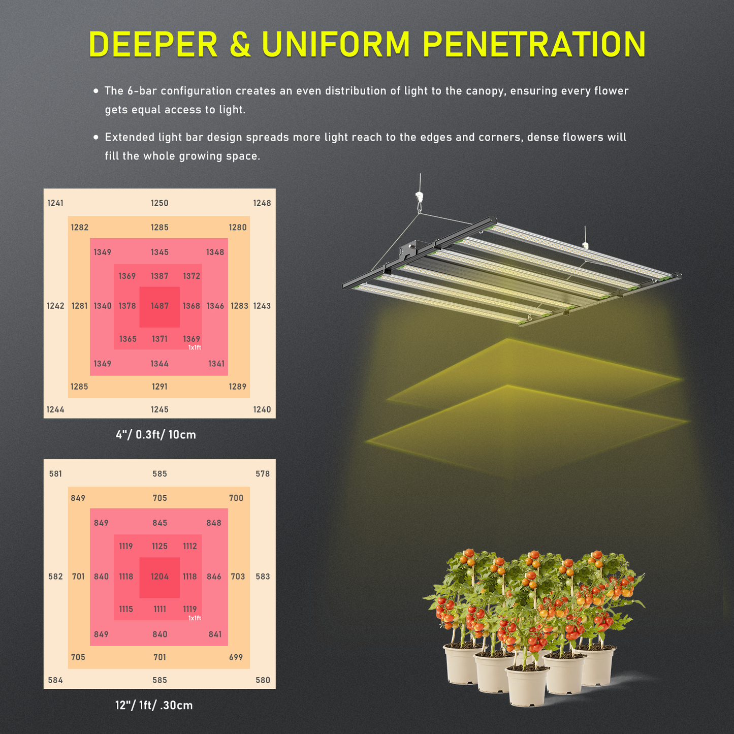 Grow4Max 3 Times Foldable LED Grow Bar Lighting 6 Bars 650W